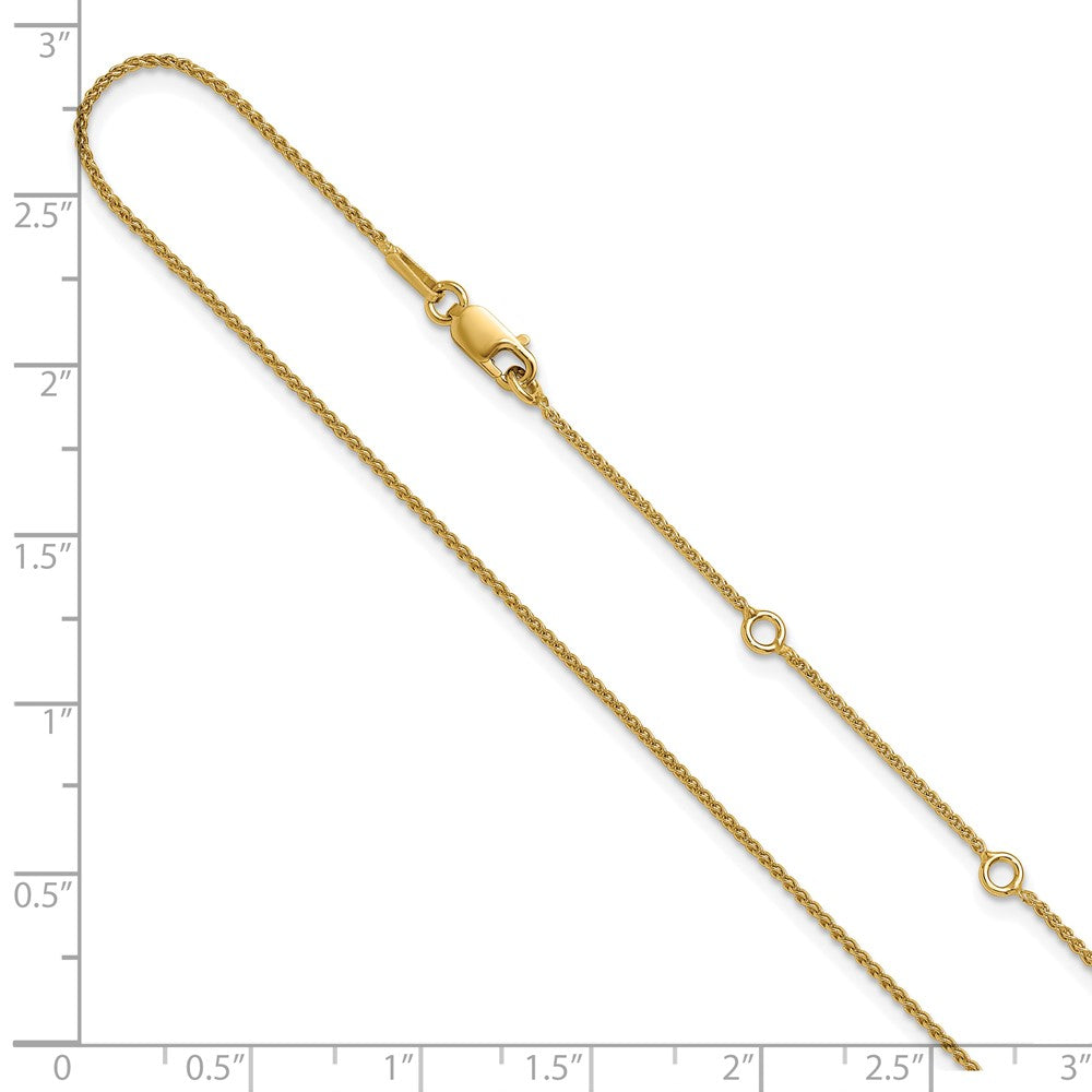 Sterling Silver Gold-plated 1mm Spiga 1in+1in Adjustable Chain