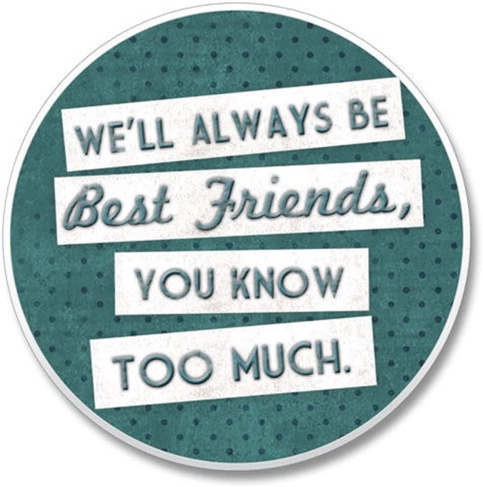 CounterArt "Will Always Be Best Friends You Know Too Much" 1 Pack Absorbent Stone Coaster for Vehicle Cup Holder 2.6” Diameter