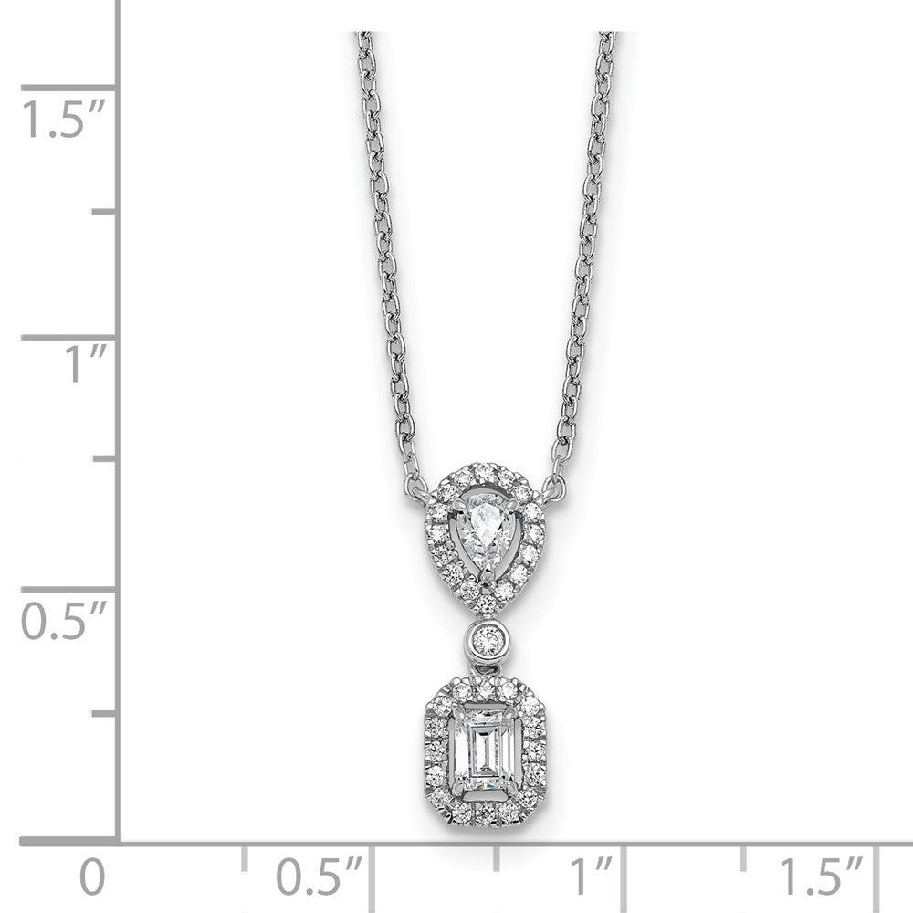 14k White Gold 1/2 carat Lab Grown Diamond VS/SI+ G+ 18 inch Two Stone Halo Necklace