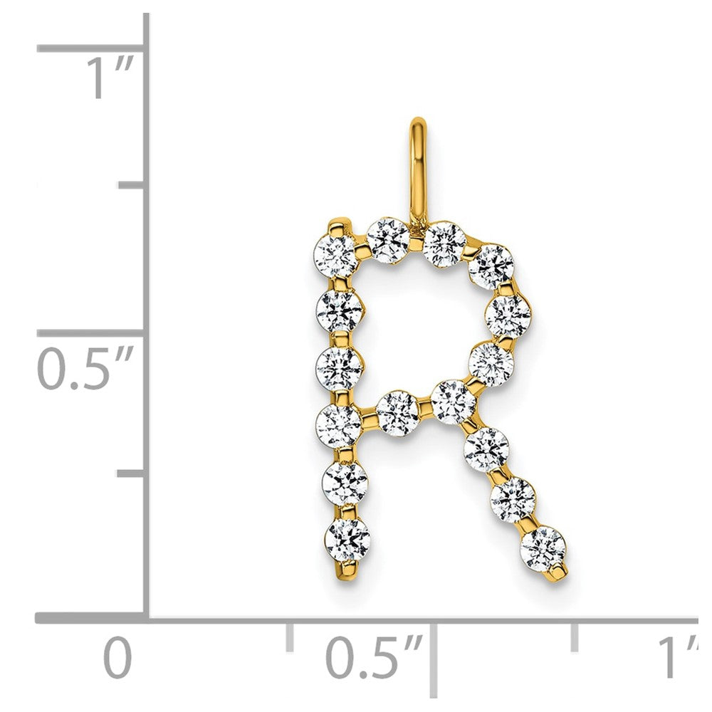 True Origin 14k 1/2 carat Lab Grown Diamond VS DEF Alphabet R Pendant