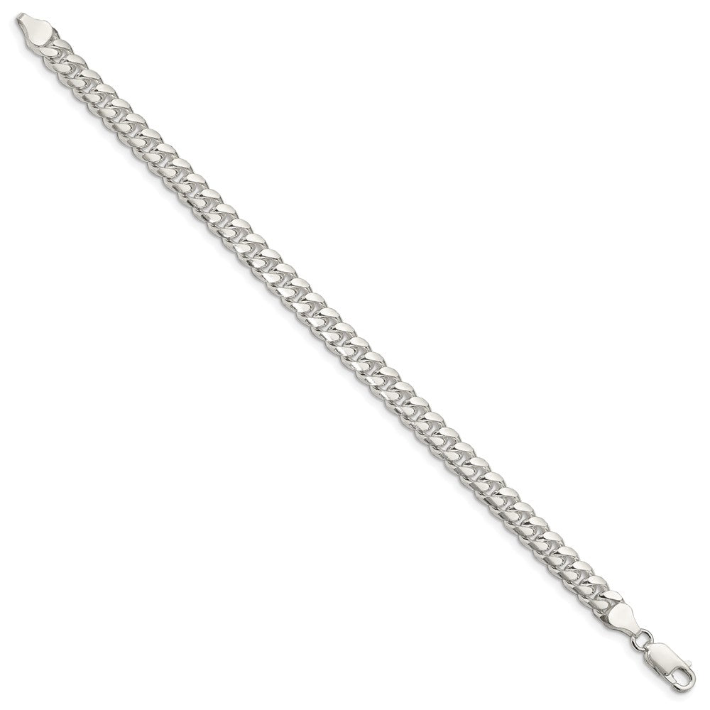 Sterling Silver 7mm Domed w/ Side D/C Curb Chain 9 inches