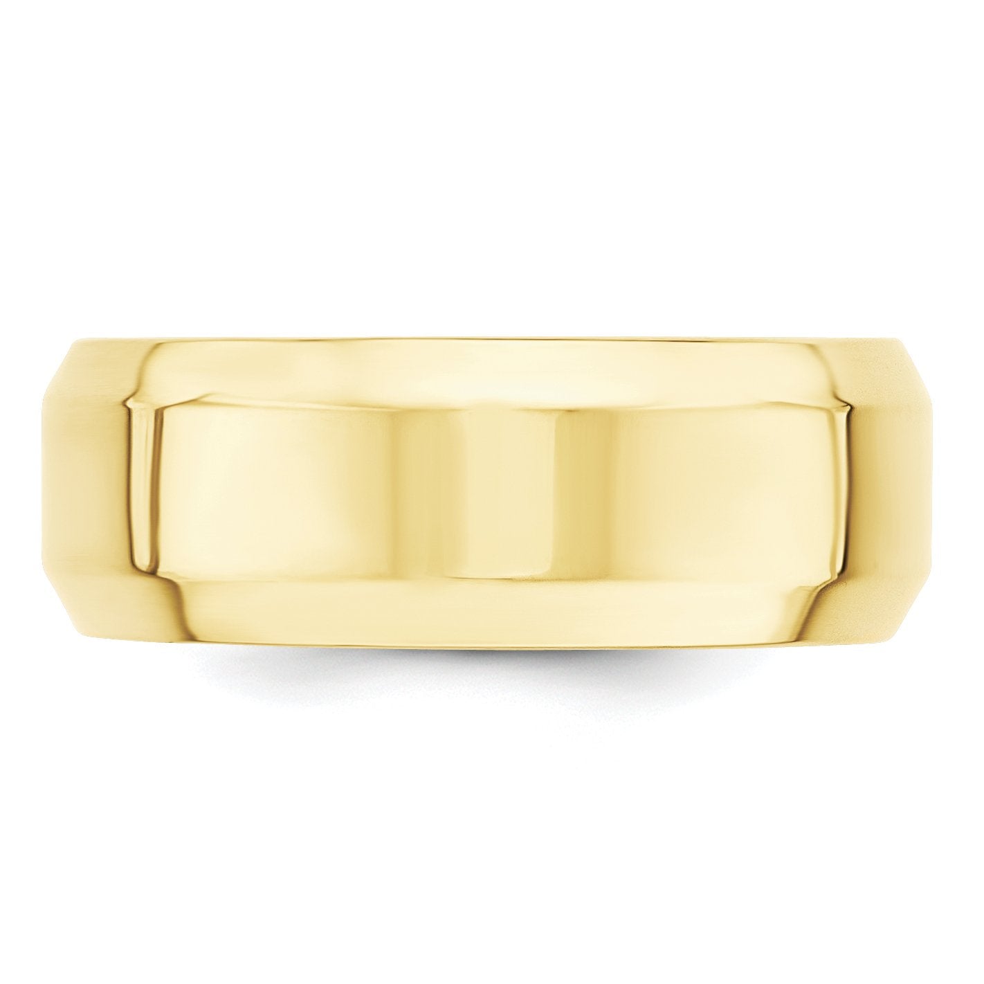 10k Yellow Gold 8mm Beveled Edge Comfort Fit Wedding Band Size 10