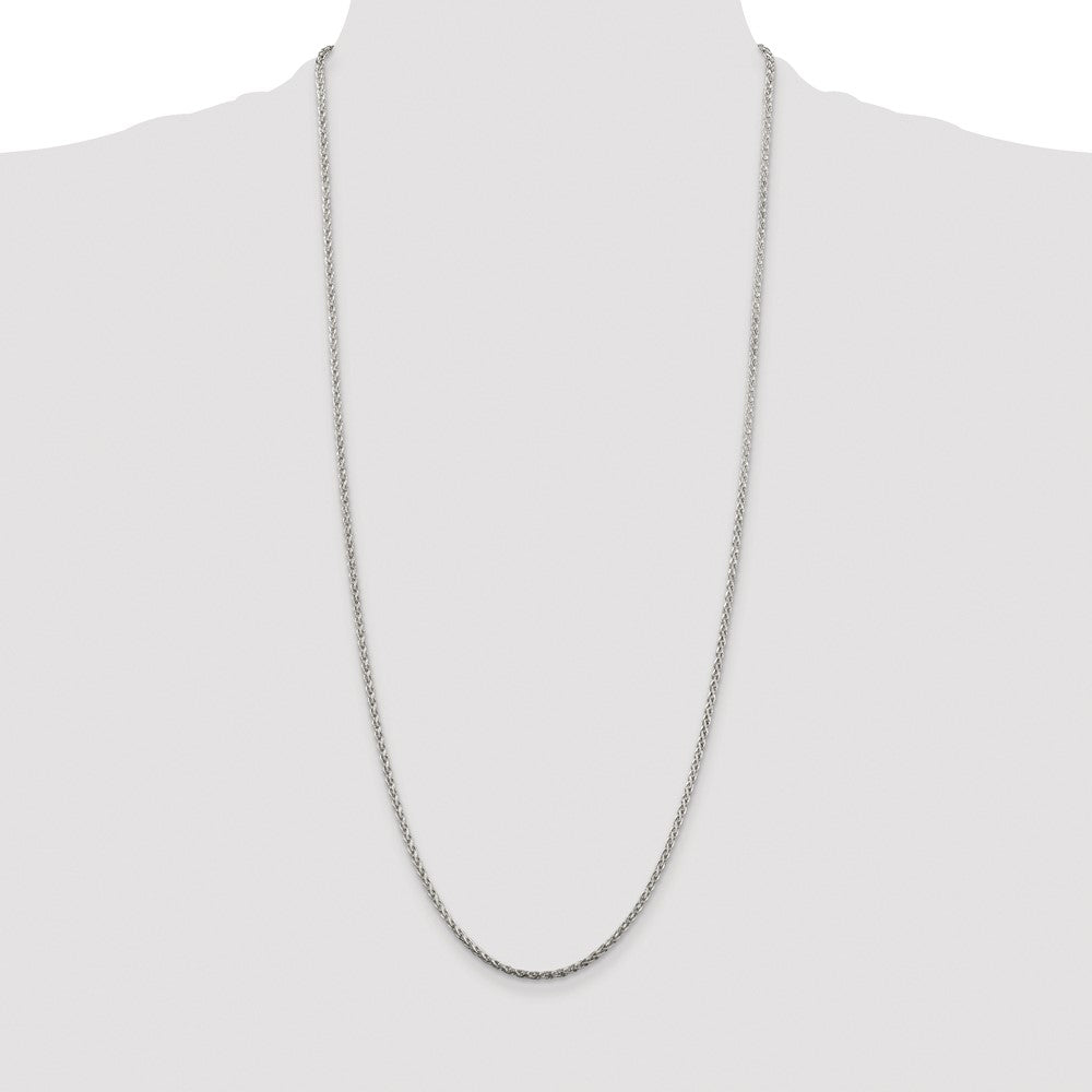 Sterling Silver Rhodium-plated 2mm Diamond-cut Spiga Chain