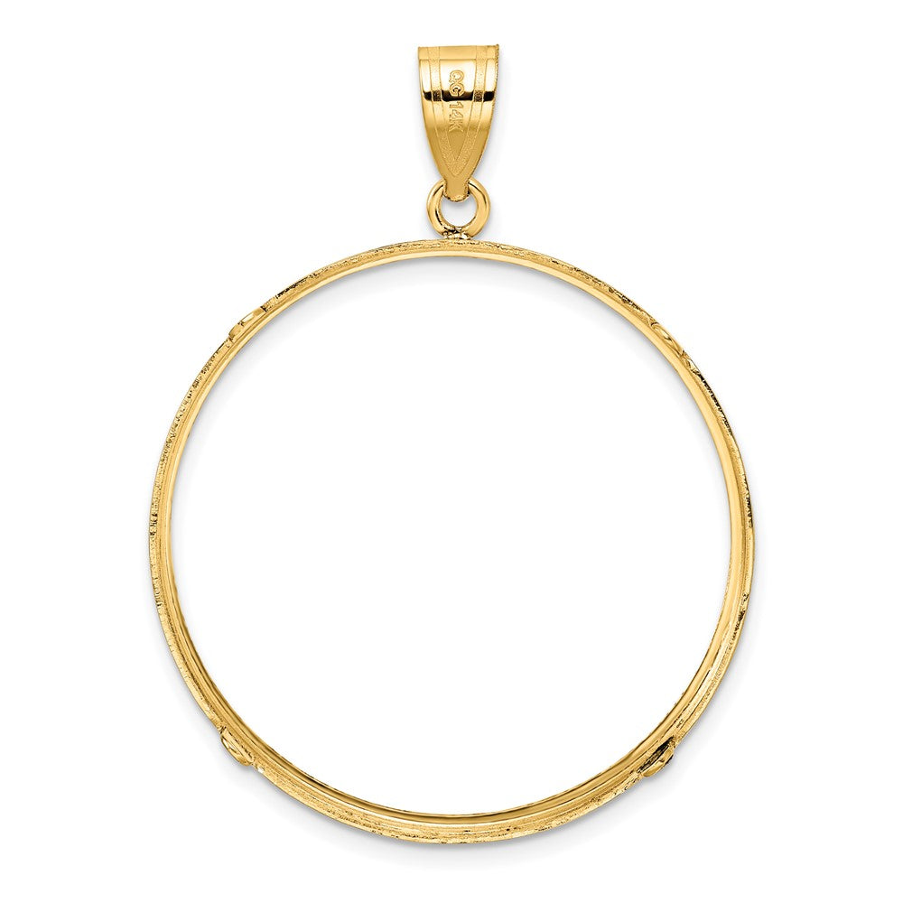 Wideband Distinguished Coin Jewelry 14k Polished and Diamond-cut 32.7mm Prong Coin Bezel Pendant