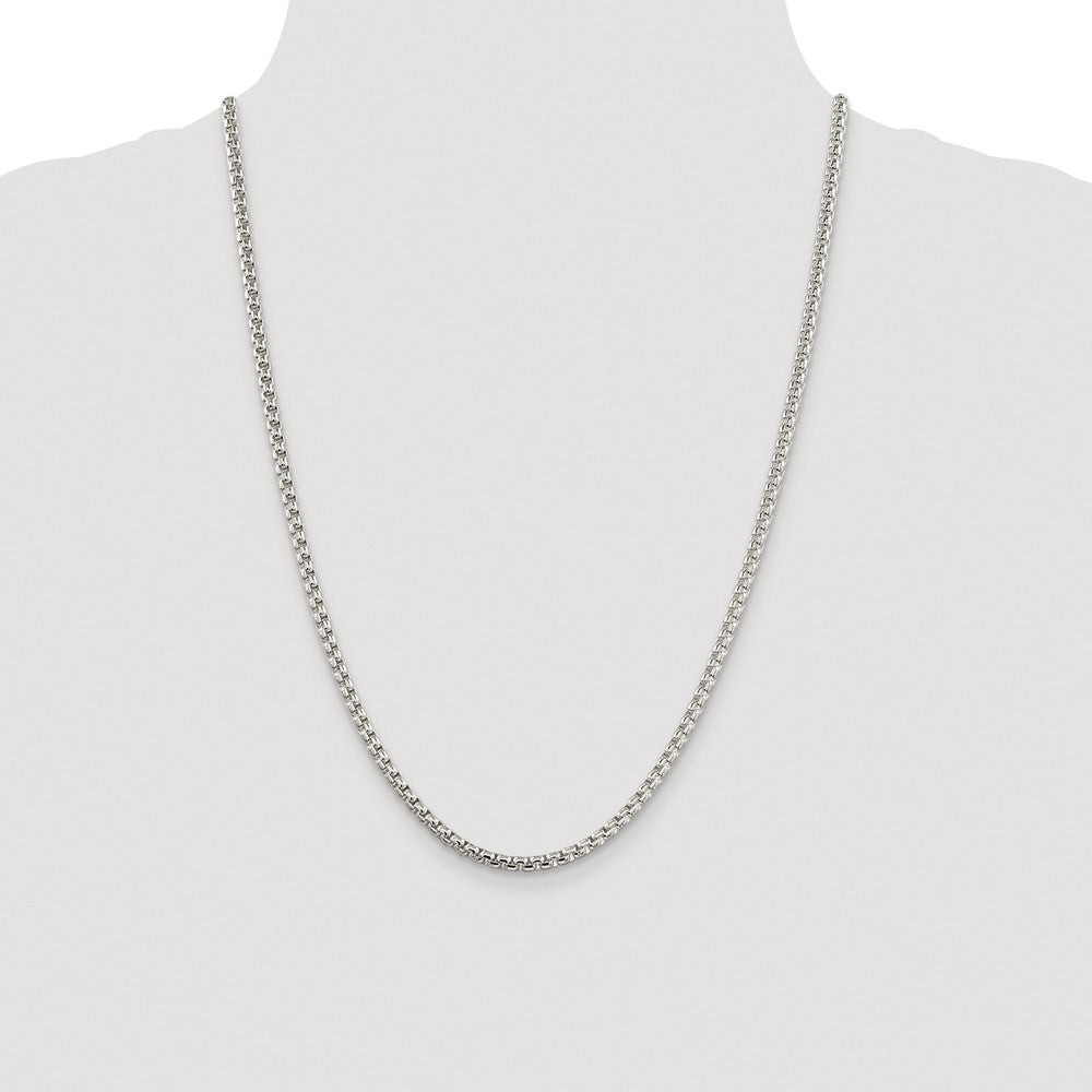 Sterling Silver Rhodium-plated 3.6mm Round Box Chain