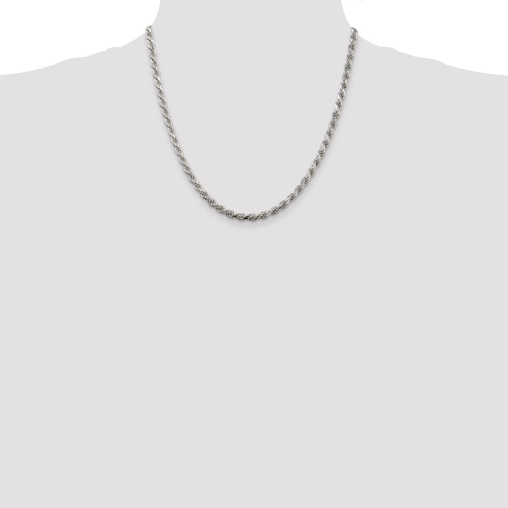 Sterling Silver 4.25mm Diamond-cut Rope Chain 20 Inches