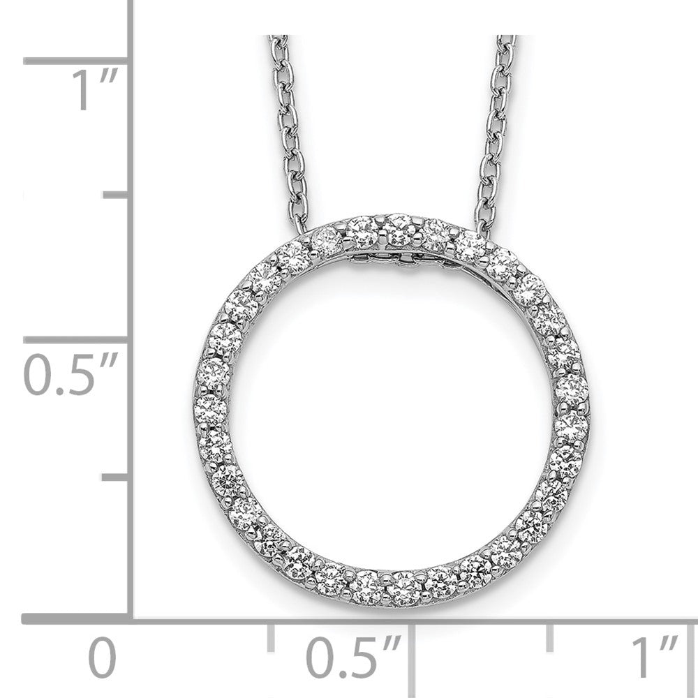 14k White Gold Diamond Circle 18 inch Necklace