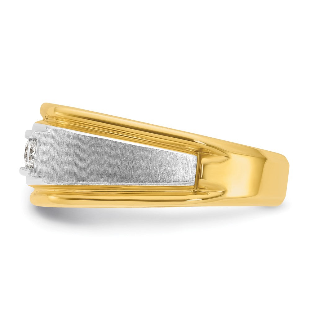 IBGoodman 10k Two-tone Men's Polished Satin and Grooved 5-Stone 1/2 Carat A Quality Diamond Ring