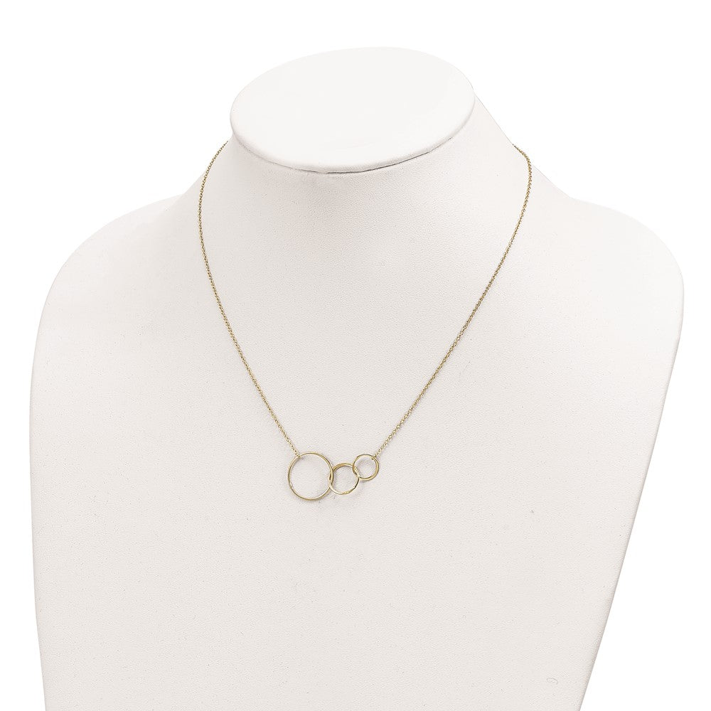 Sterling Silver Gold-tone 3 Intertwined Circles w/2 in ext. Necklace 16 Inches