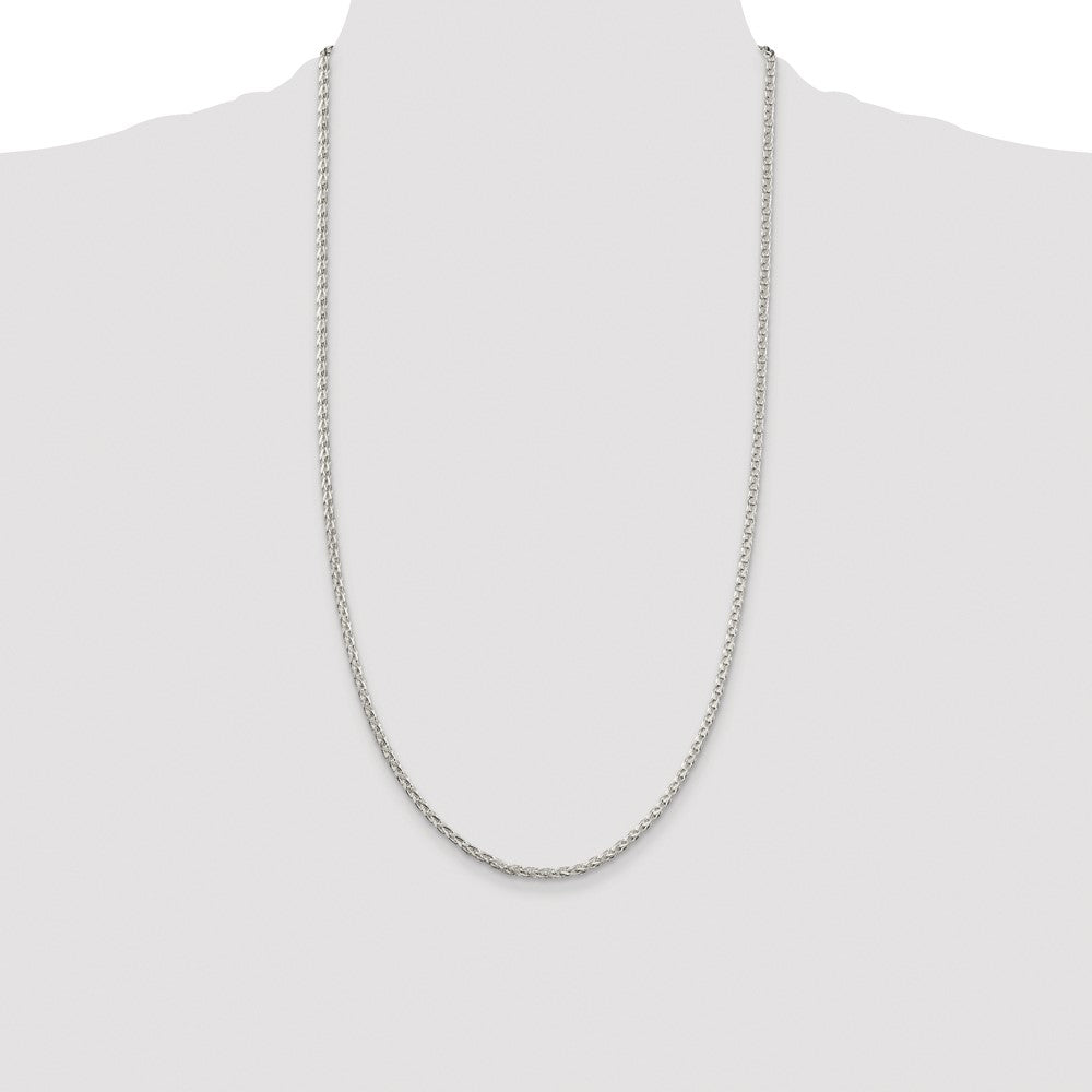 Sterling Silver Rhodium-plated 2.75mm Diamond-cut Spiga Chain
