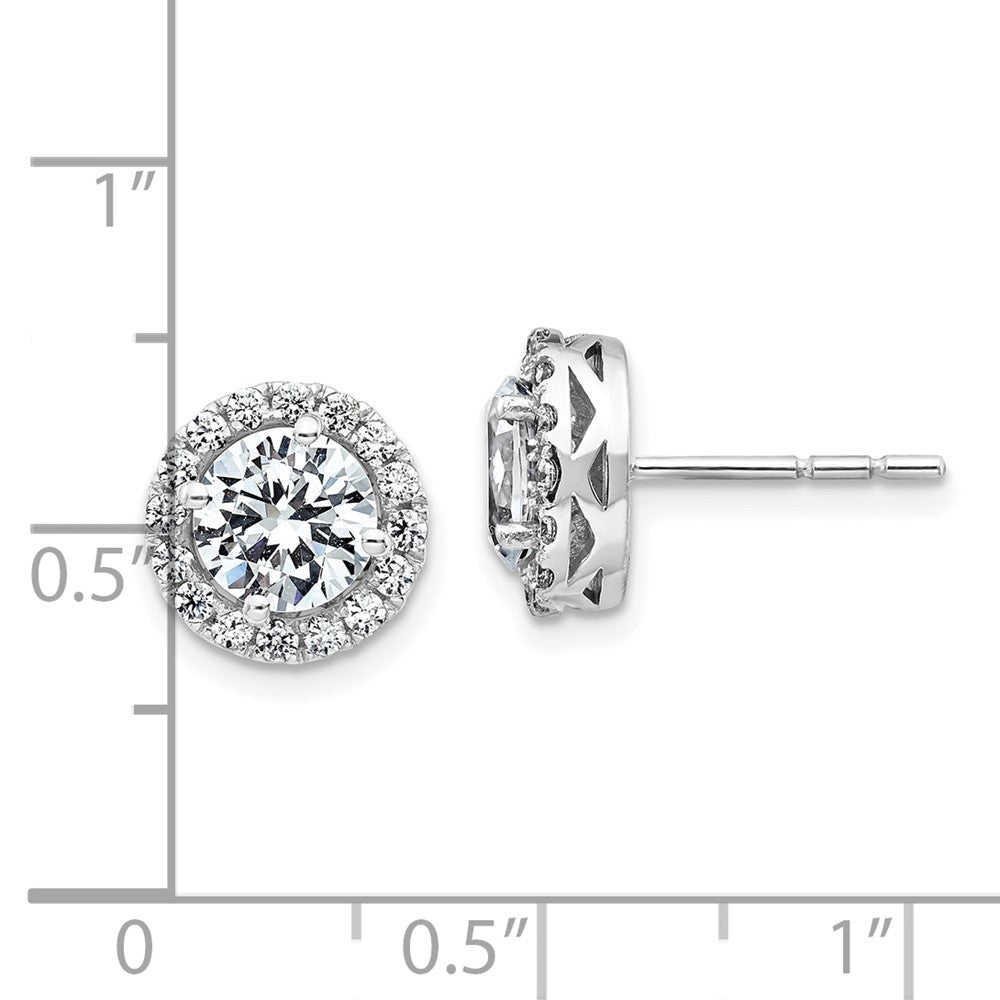 14k White Gold Round Halo G H I True Light Moissanite Earrings