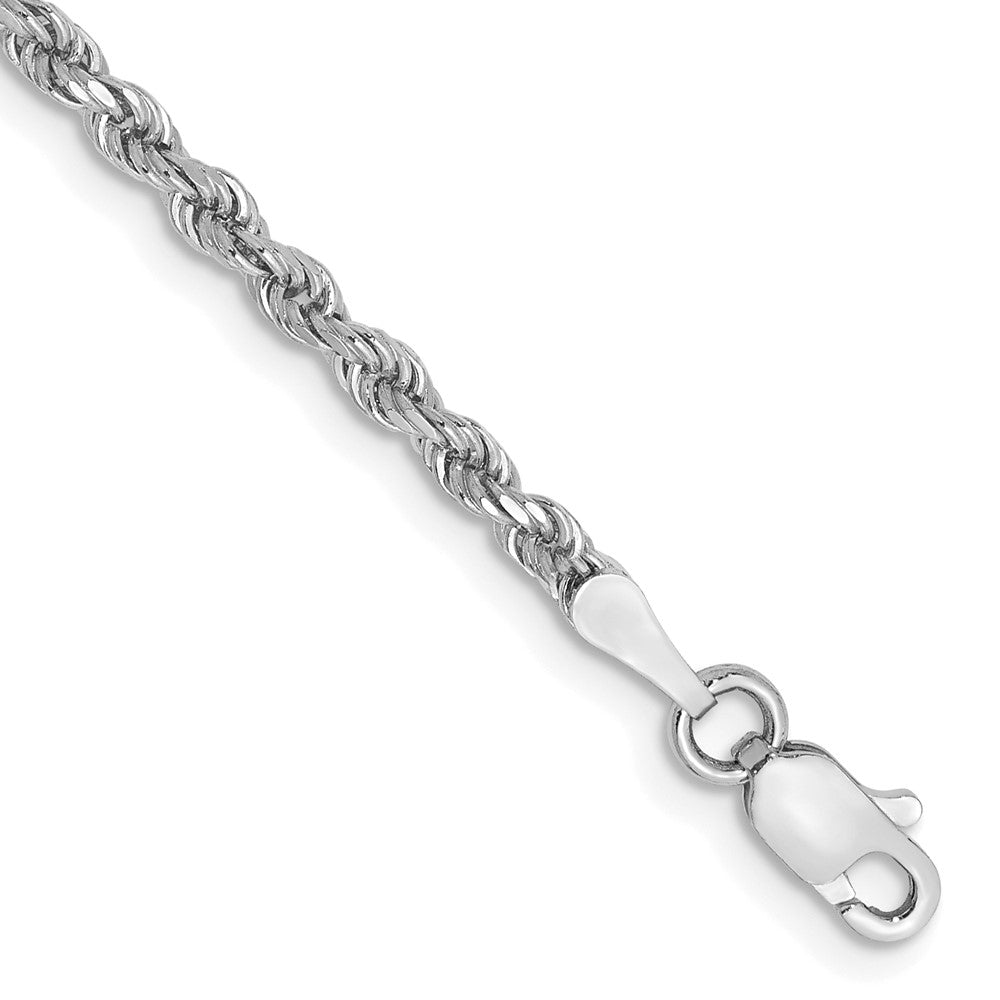 14K White Gold 7 inch 2.25mm Diamond-cut Rope with Lobster Clasp Chain 7 inches