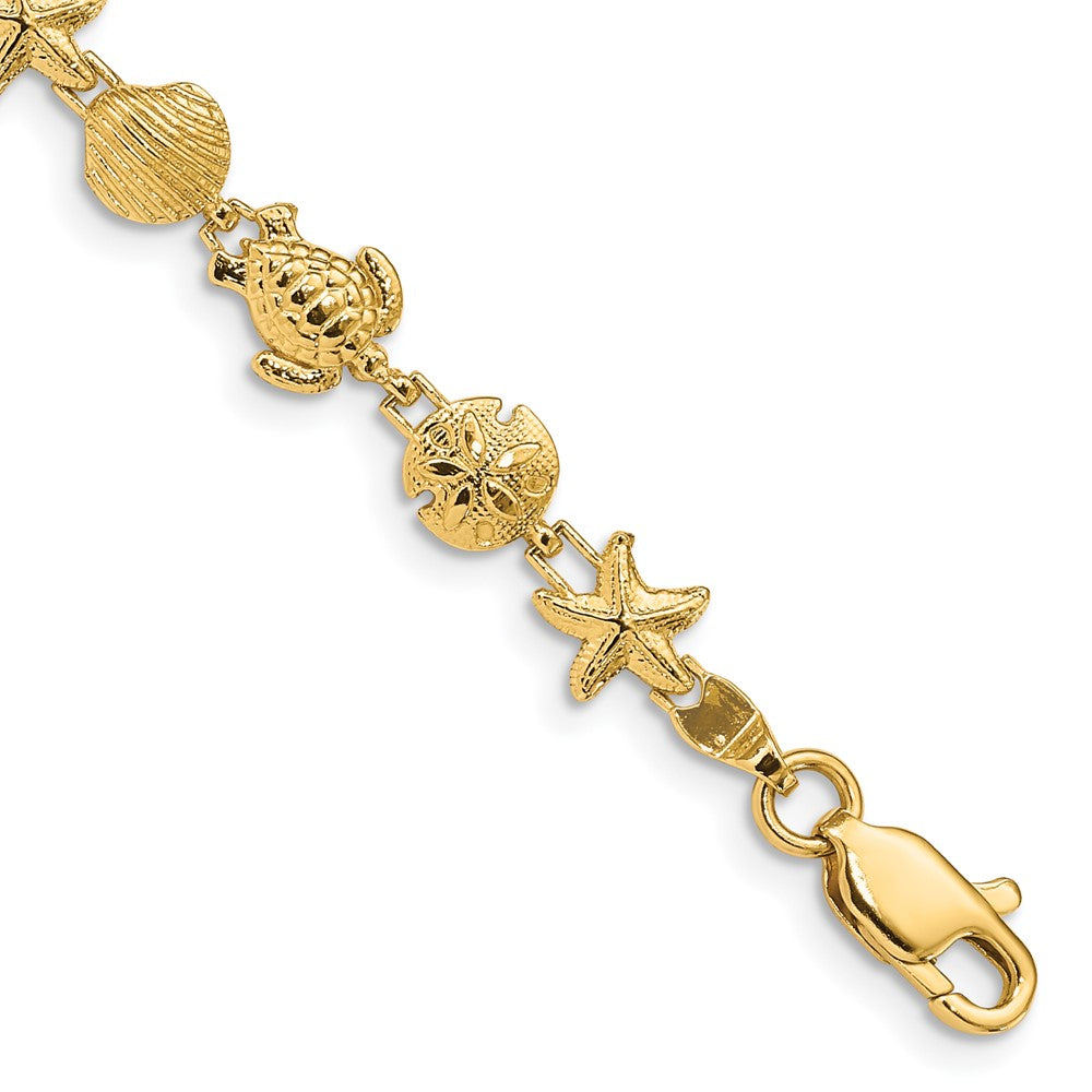 14k Sea Life Bracelet 7 inches