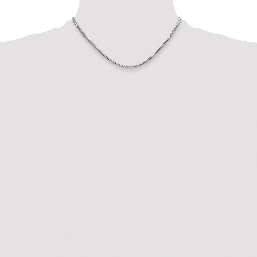 Sterling Silver Rhodium-plated Polished 2.9mm Domed Curb Chain