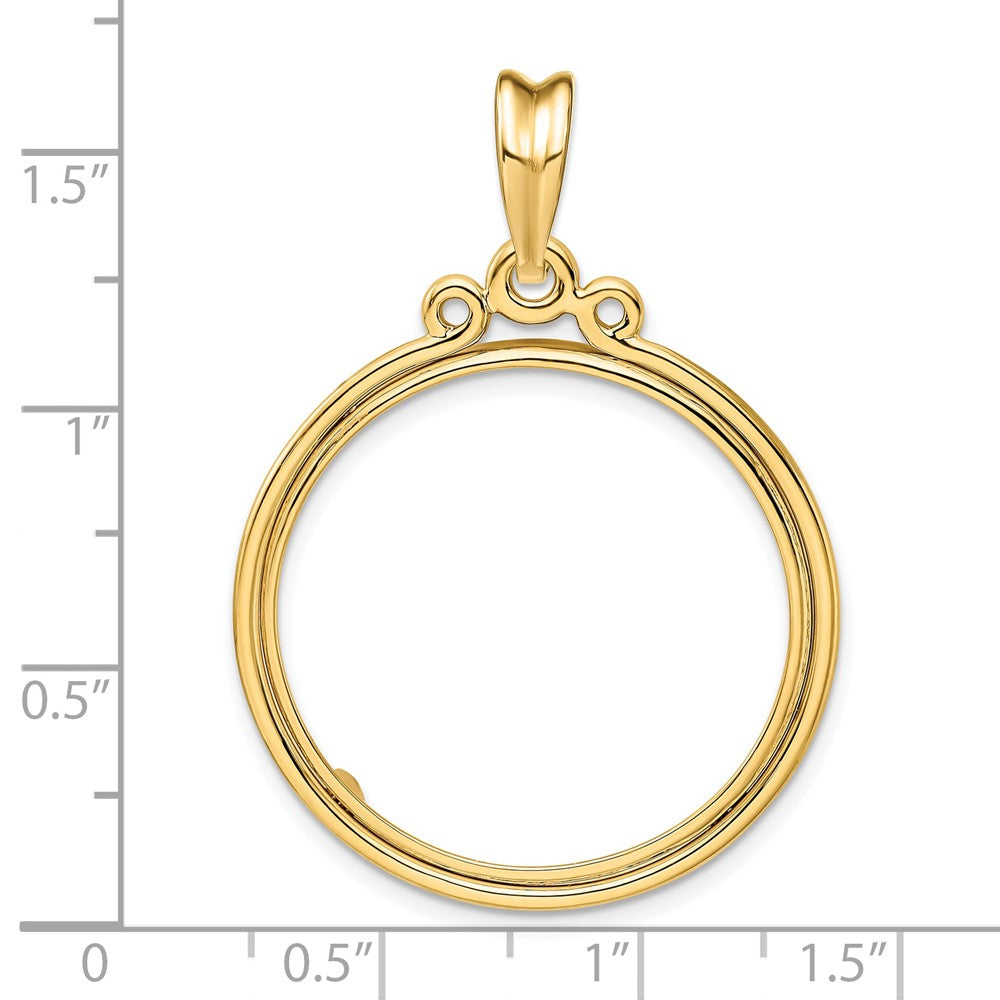 Wideband Distinguished Coin Jewelry 14k Polished Triple Circle Top 27.0mm Prong Coin Bezel Pendant