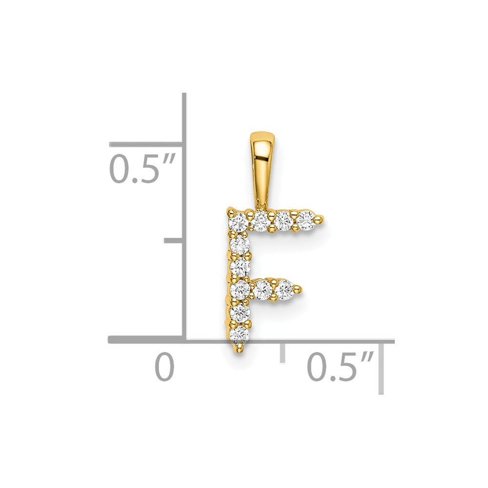 14k 1/8 carat Lab Grown Diamond VS/SI+ G+ Letter F Initial Pendant