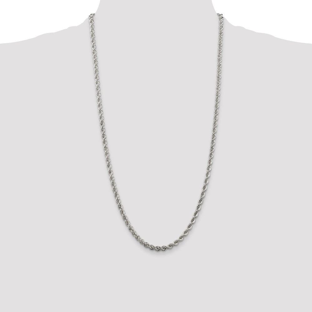 Sterling Silver 4.3mm Solid Rope Chain 28 Inches