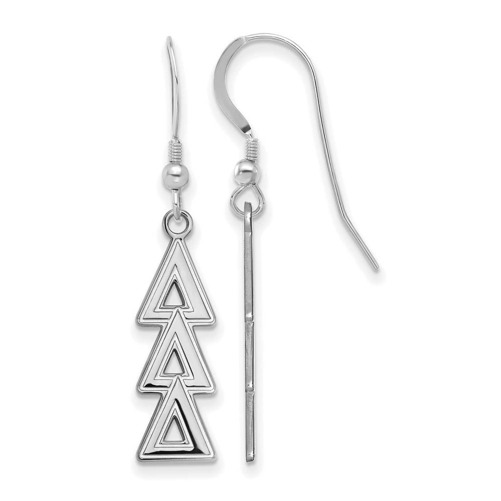 Sterling Silver Official Licensed Greek Sororities Delta Delta Delta (???) Dangle Medium Earrings