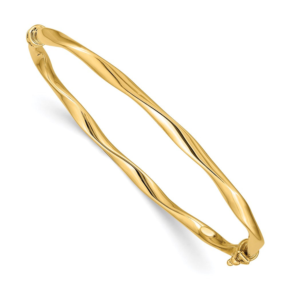14k Twisted Tube Hinged Bangle 7 inches