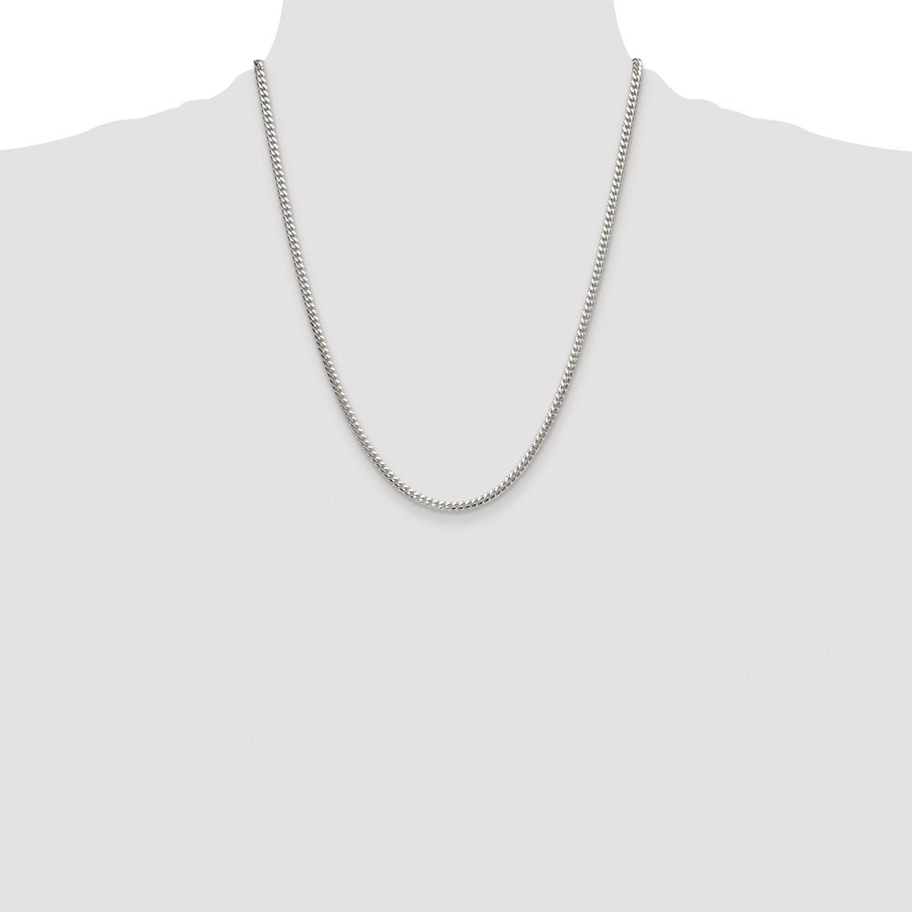 Sterling Silver Rhodium-plated Polished 3.4mm Domed Curb Chain