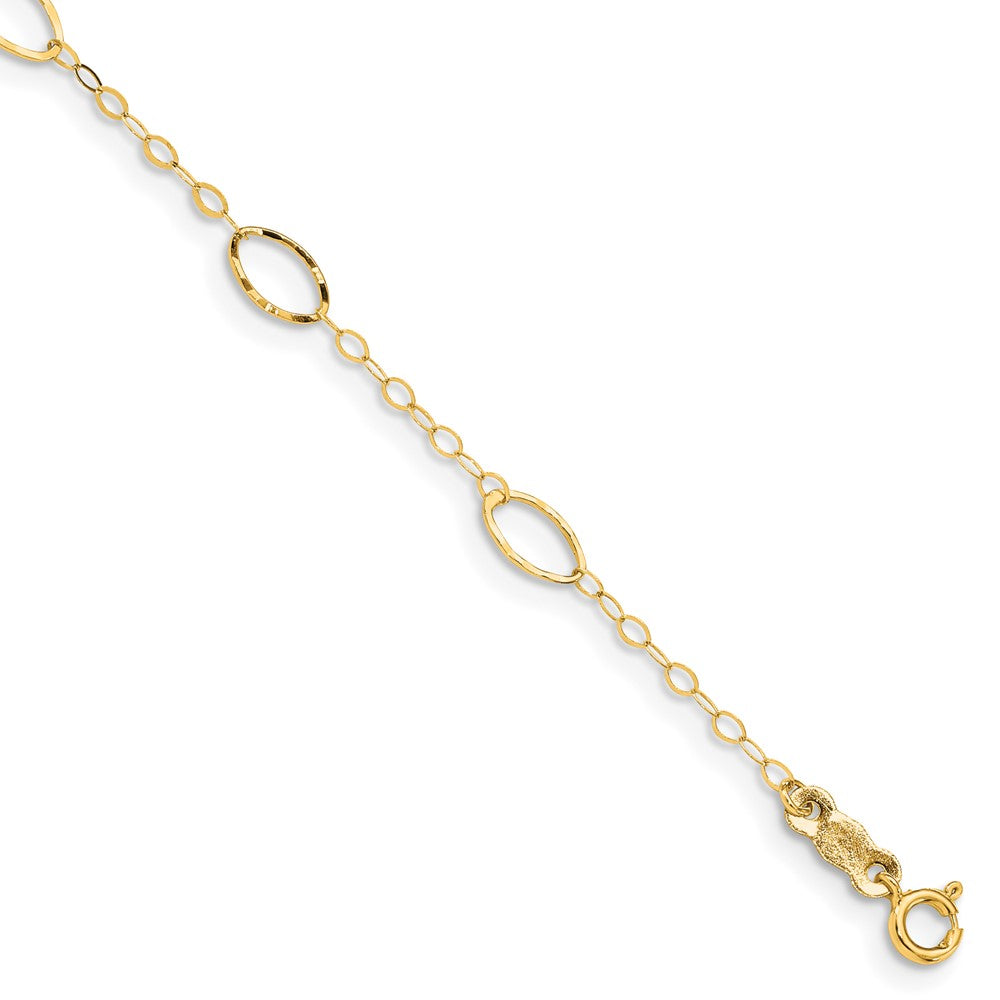 14k Oval Design Diamond-cut Bracelet 6 inches