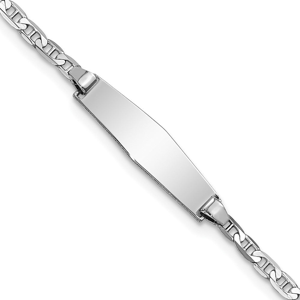 14k WG Soft Diamond Shape Anchor Link ID Bracelet 6 inches