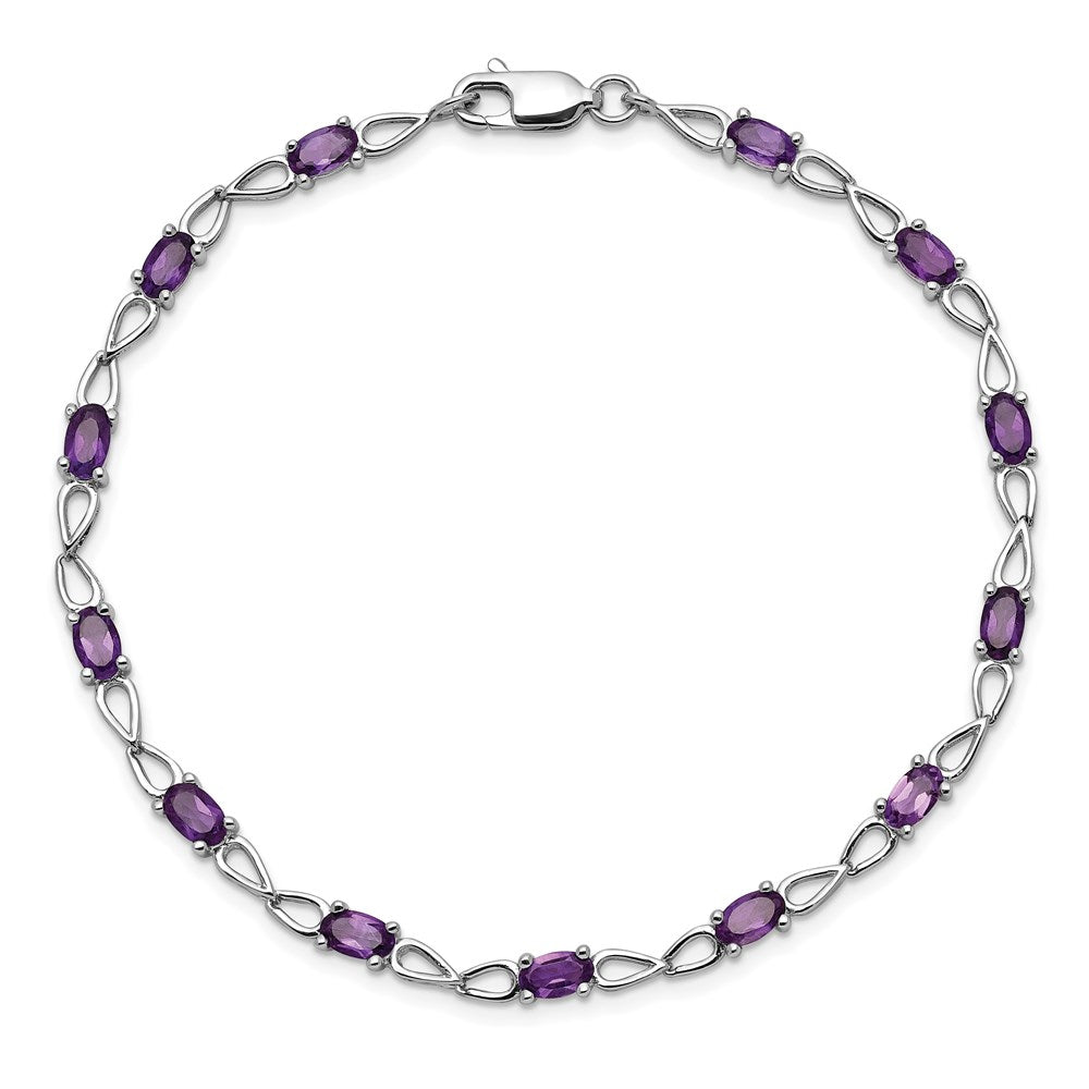 Sterling Silver Rhodium-plated Amethyst Bracelet 7 inches