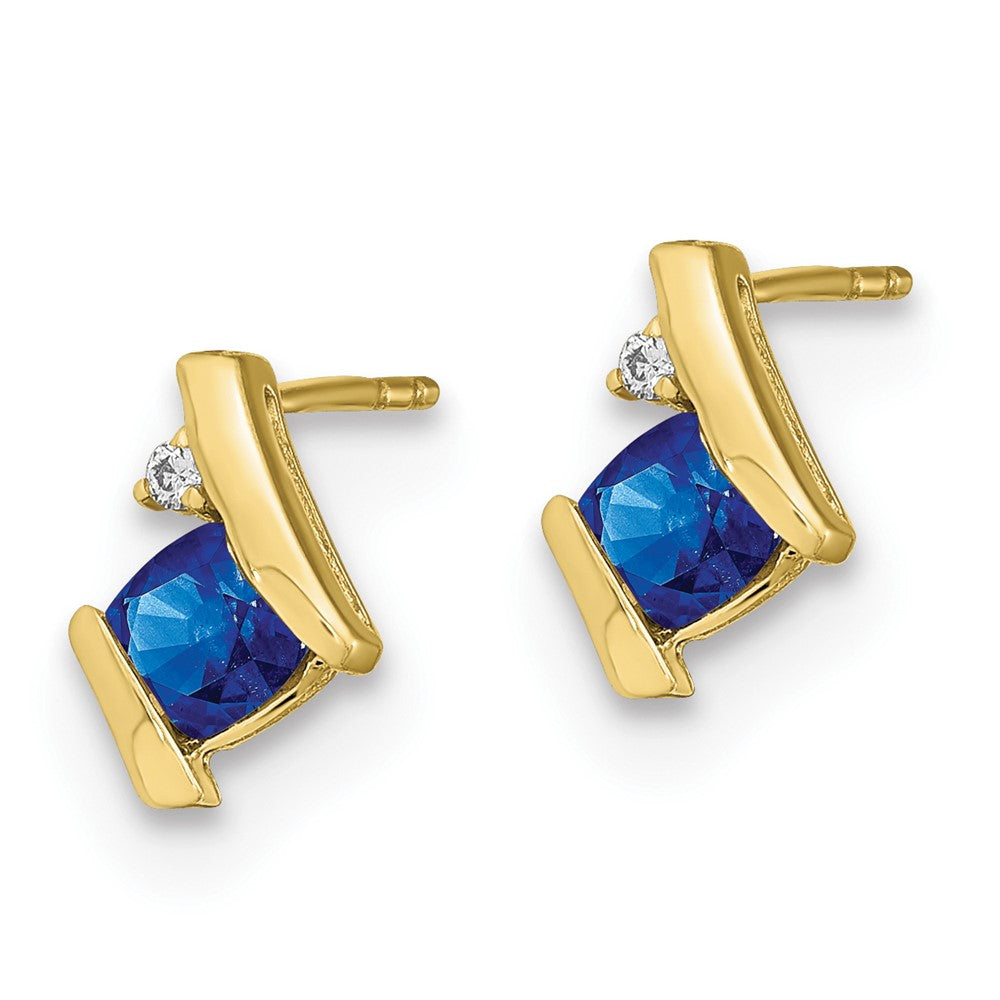 10ky Cr. Sapp & Dia. Earrings 2-4X4 CHKBRD, Stone:B Mel:F53