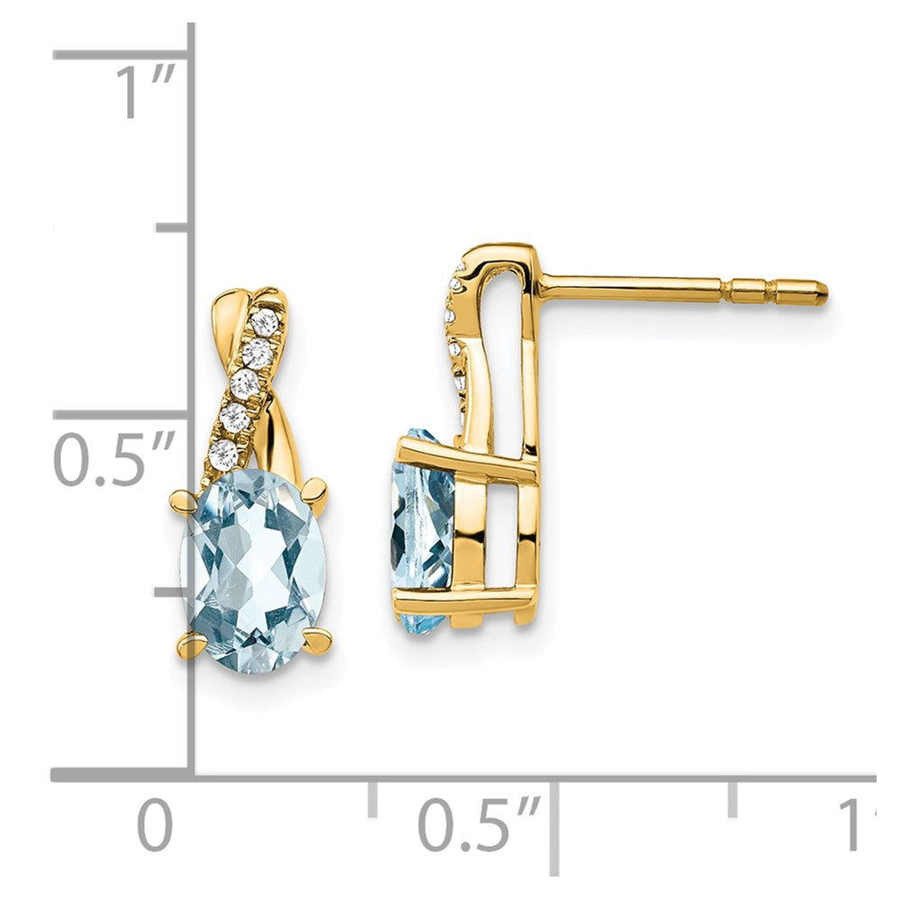 14K Aquamarine and Diamond Earrings
