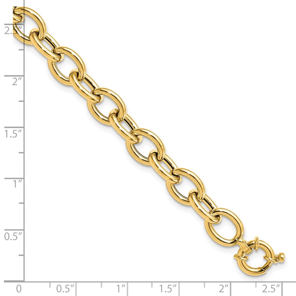 14K Polished Cable Oval Link Bracelet 7.5 inches