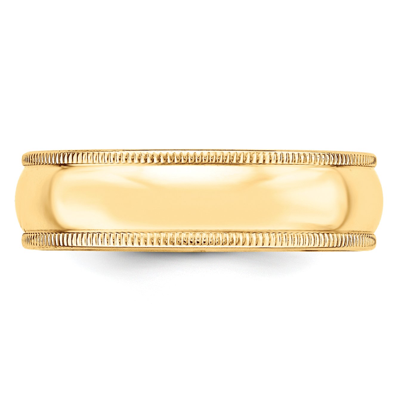 14k Yellow Gold 6mm Lightweight Milgrain Half Round Wedding Band Size 10.5