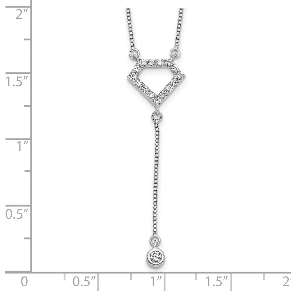 14k White Gold 1/4 carat Lab Grown Diamond VS/SI+ G+ 18 inch Fancy Geometric Diamond Shape Dangle Necklace