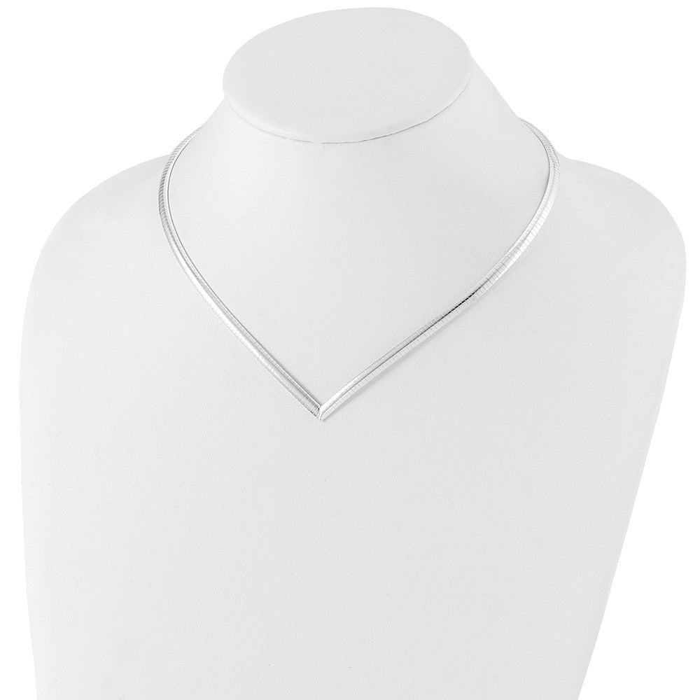 Sterling Silver 4mm Cubetto V-shaped Necklace 17 Inches