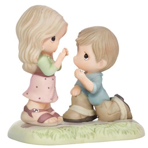 Precious Moments Hand-painted Porcelain Boy On Knee Proposing To Girl Figurine