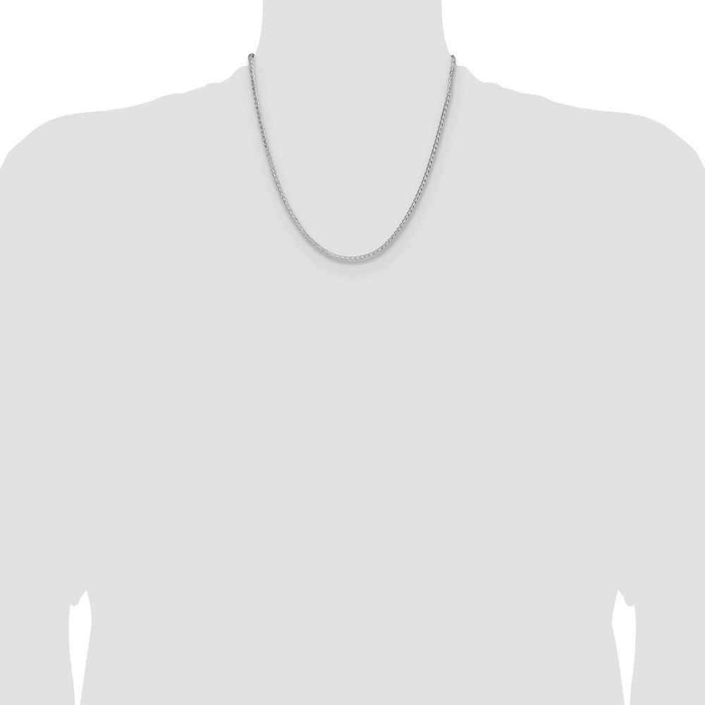 Sterling Silver Rhodium-plated 2.5mm 8 Sided D/C Double Spiga Chain