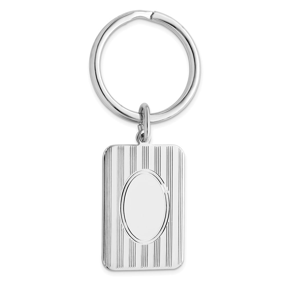 Rhodium-plated Kelly Waters Horizontal Lines Key Ring with Engravable Area QGL8704