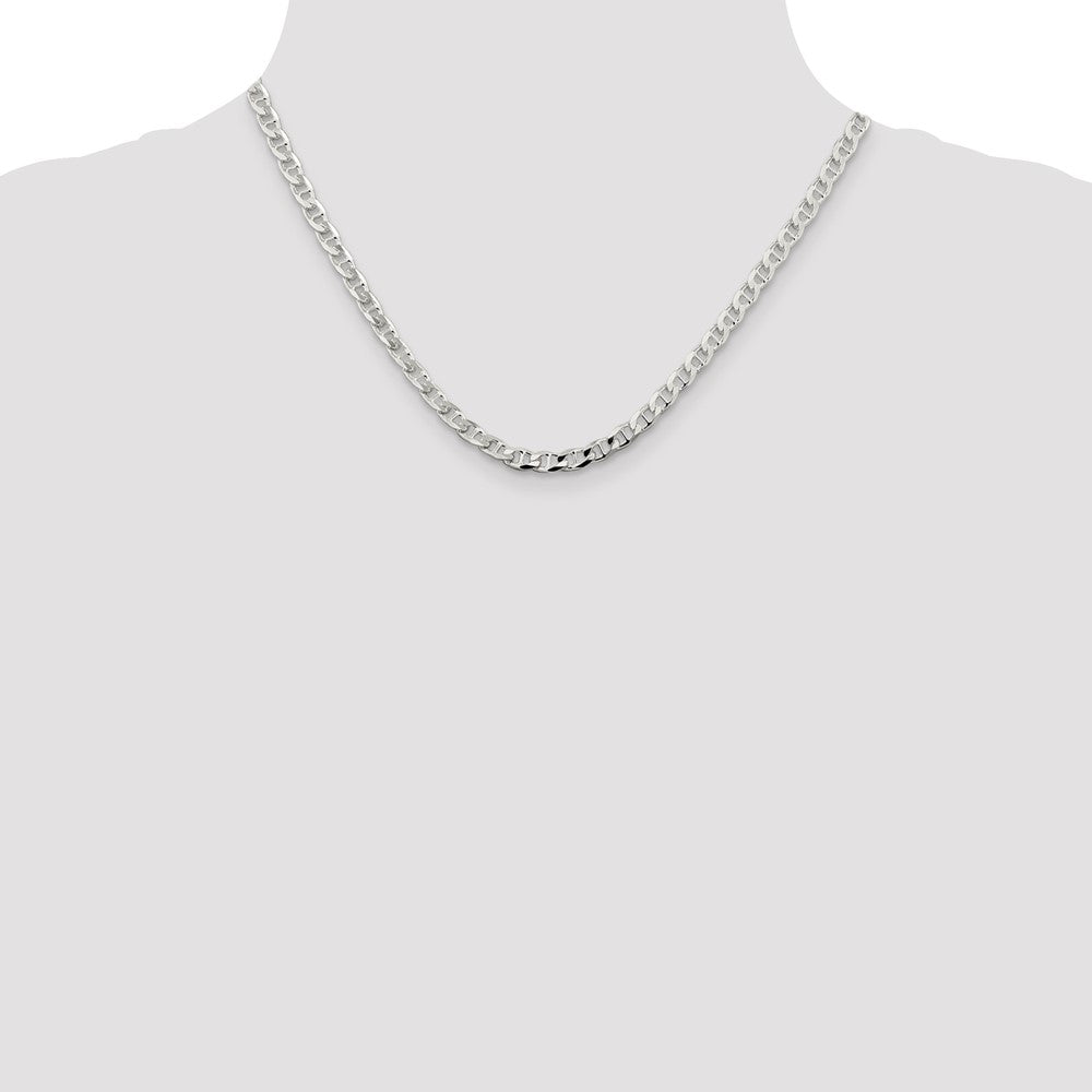 Sterling Silver 4.65mm D/C Flat Anchor Curb Chain 18 Inches
