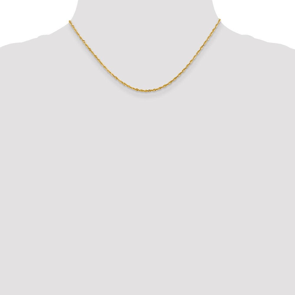 14K 16 inch 2mm Ultra Diamond-cut Rope with Lobster Clasp Chain