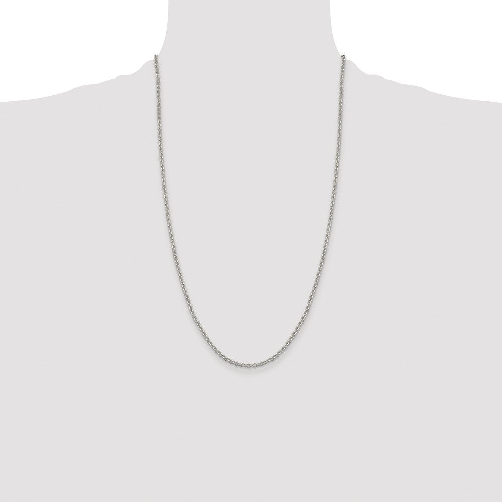 Sterling Silver Rhodium-plated 2.6mm Diamond-cut Cable Chain