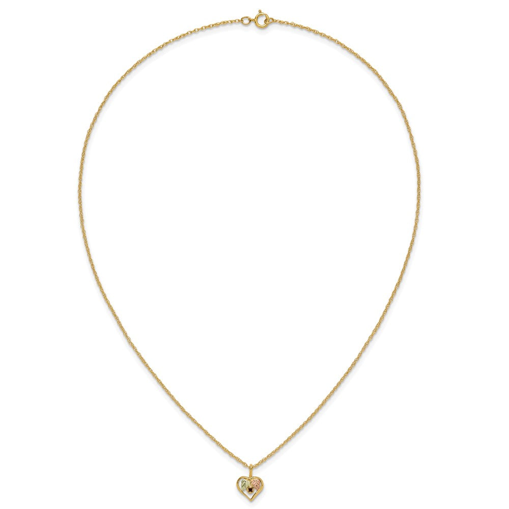10k Tri-Color Black Hills Gold Heart Garnet Necklace