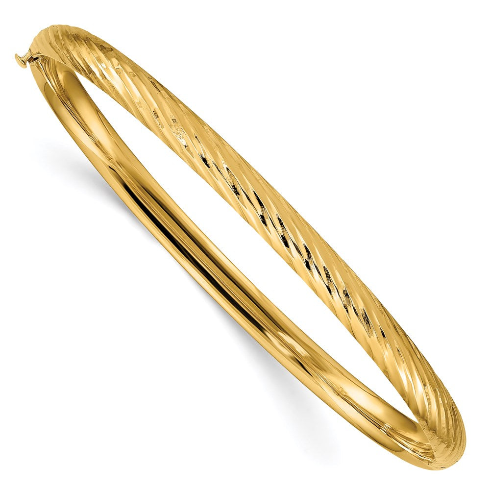 14k 3/16 Textured Hinged Bangle 7.5 inches