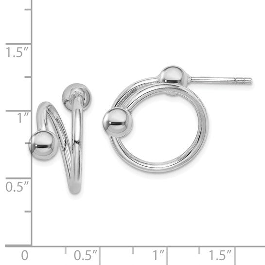 Sterling Silver Rhodium-plated Coil Hoop Post Earrings