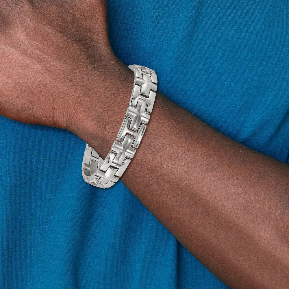 Stainless Steel Brushed and Polished 8.5in Bracelet 8.5 inches