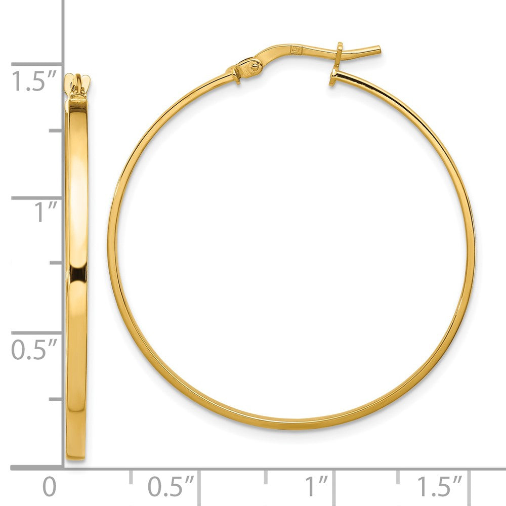 14K 2mm Polished Hoop Earrings