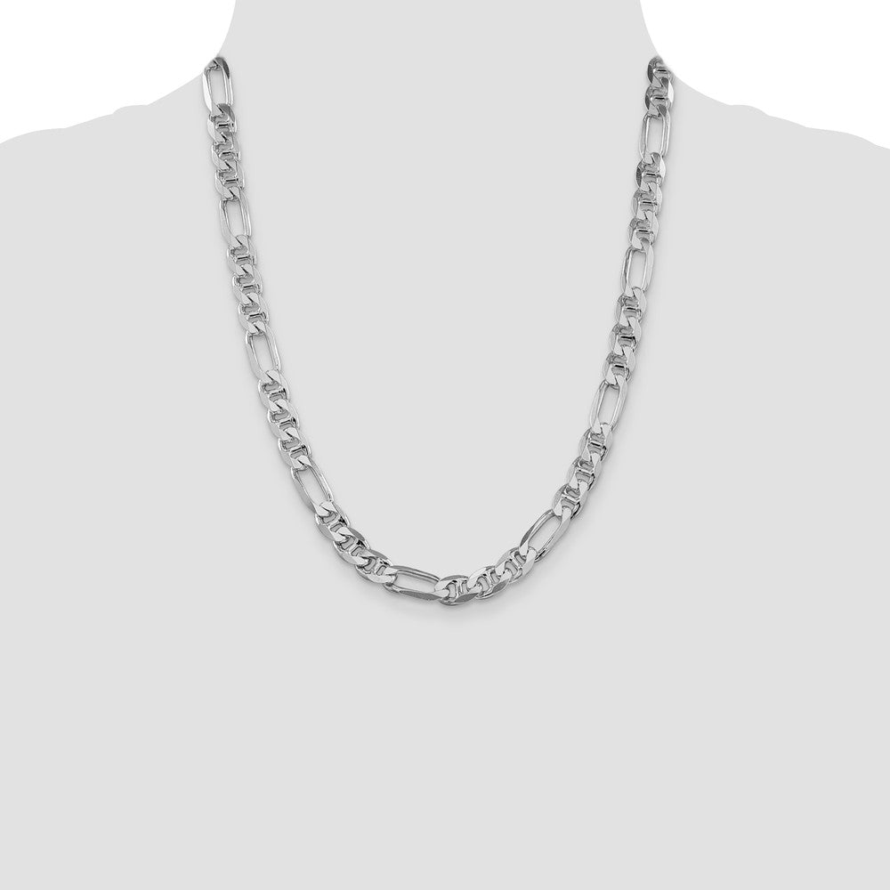 Sterling Silver Rhodium-plated 8.25mm Figaro Anchor Chain 22 Inches