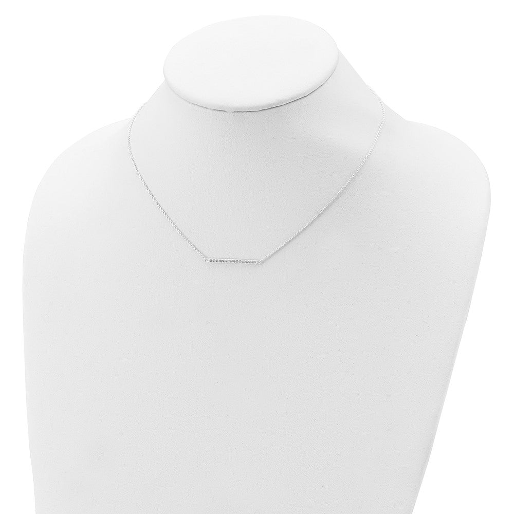Sterling Silver CZ Bar Necklace 16.5 Inches