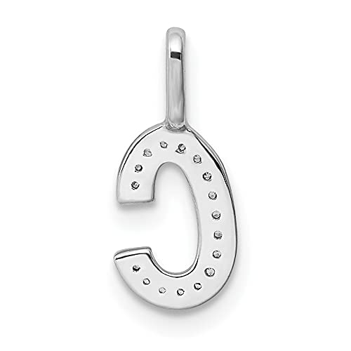 14K White Gold Diamond Letter C Initial Pendant