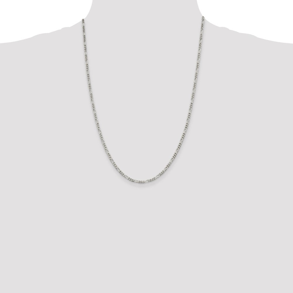 Sterling Silver 2.85mm Figaro Chain 24 Inches