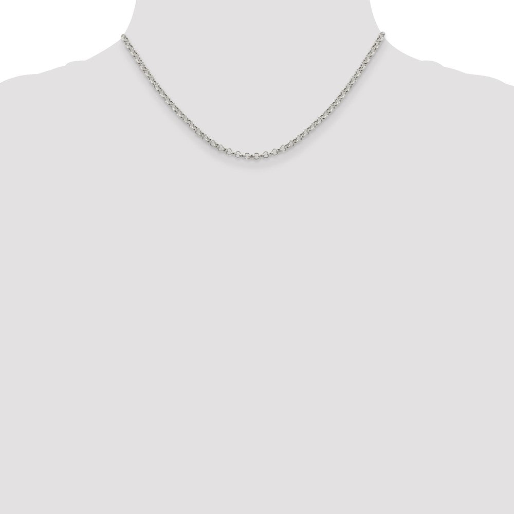 Sterling Silver 3mm Semi-solid Rolo Chain 16 Inches