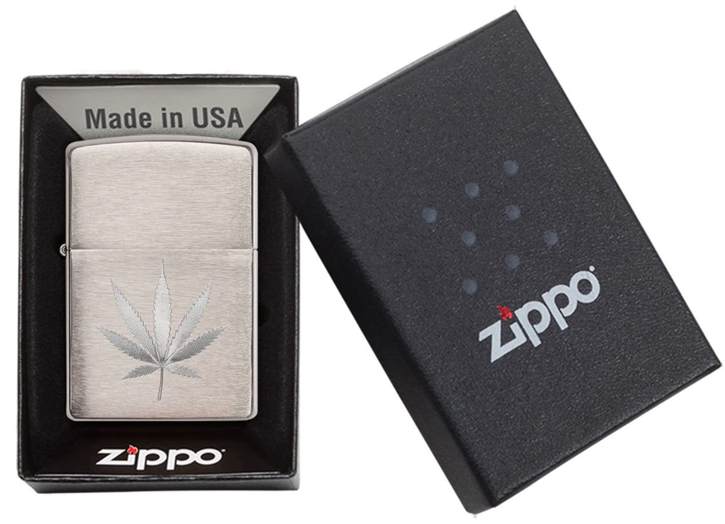 Zippo Brushed Chrome Leaf Pocket Lighter
